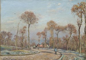 La route de Versailles av Camille Jacob Pissarro